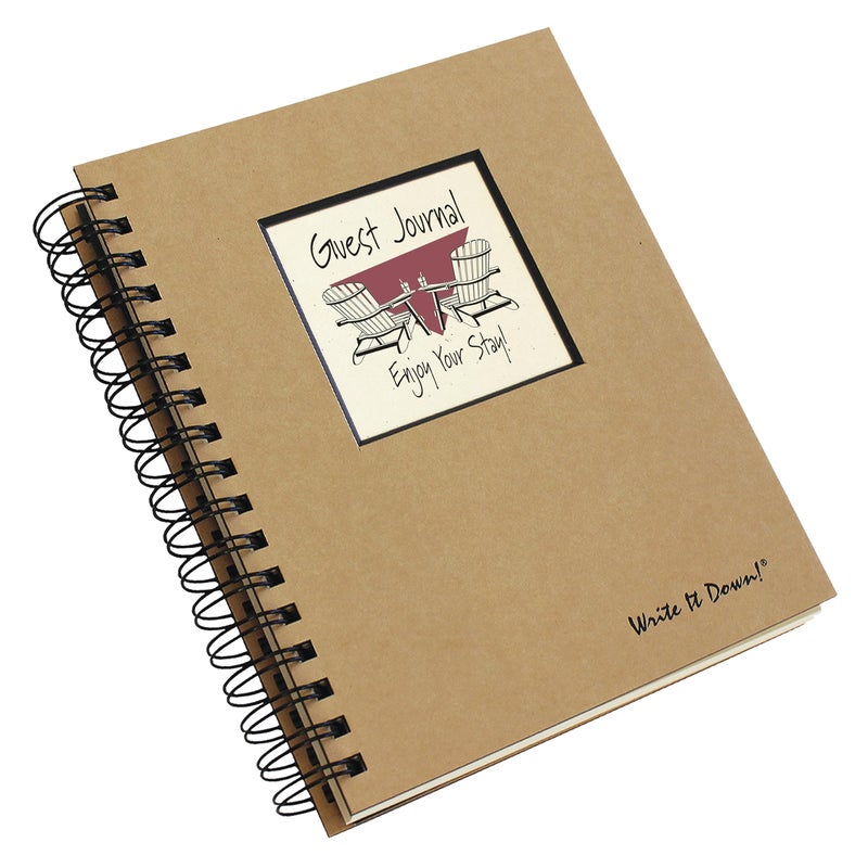 Write it Down series by Journals Unlimited, Guided Journal, Guest Journal, Enjoy Your Stay!, Full-size 7.5"x 9", Kraft Hard Cover, Made in USA - Image 2